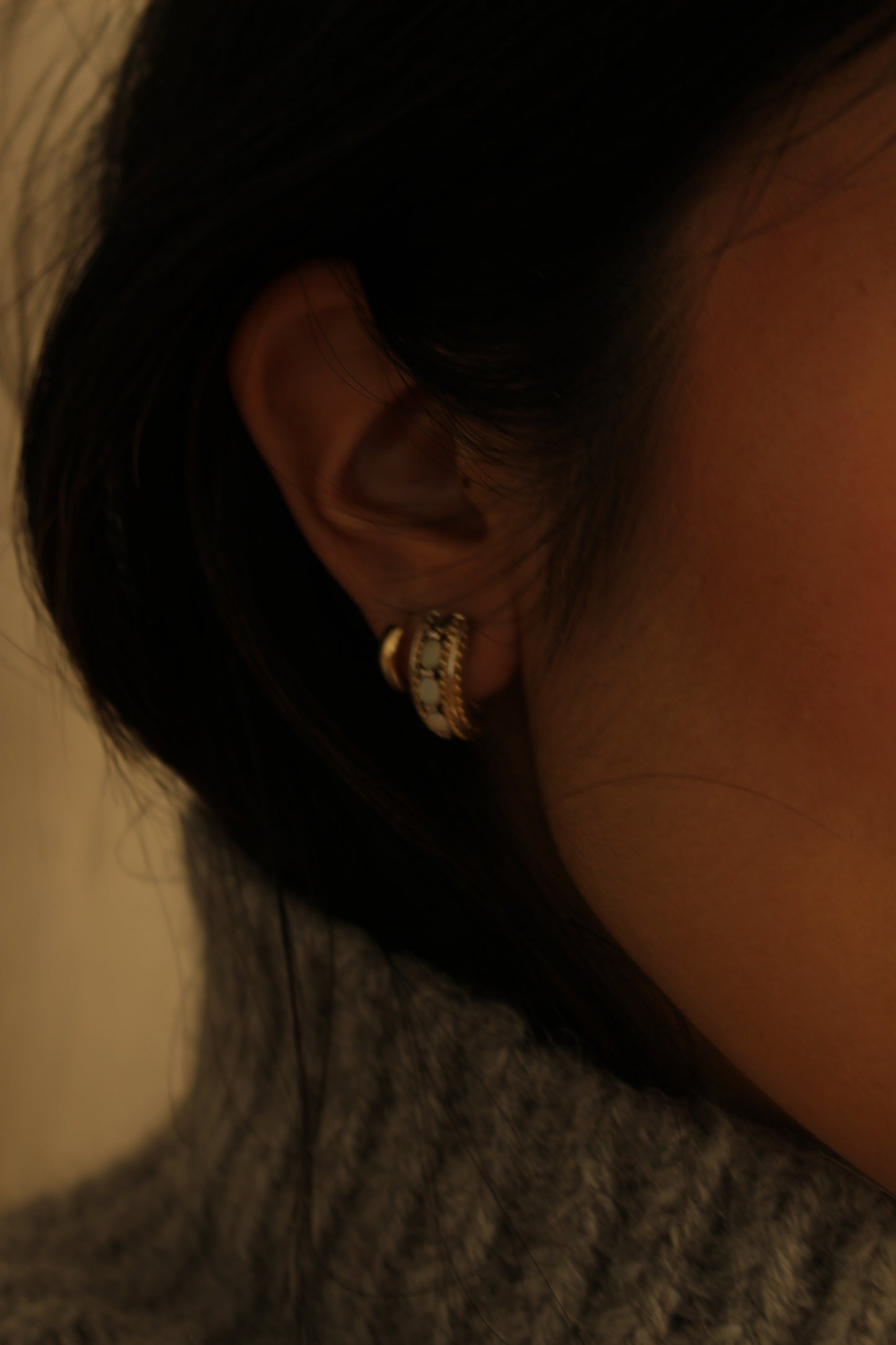 Vintage Gold-Plated Sterling Silver & Opal Earrings