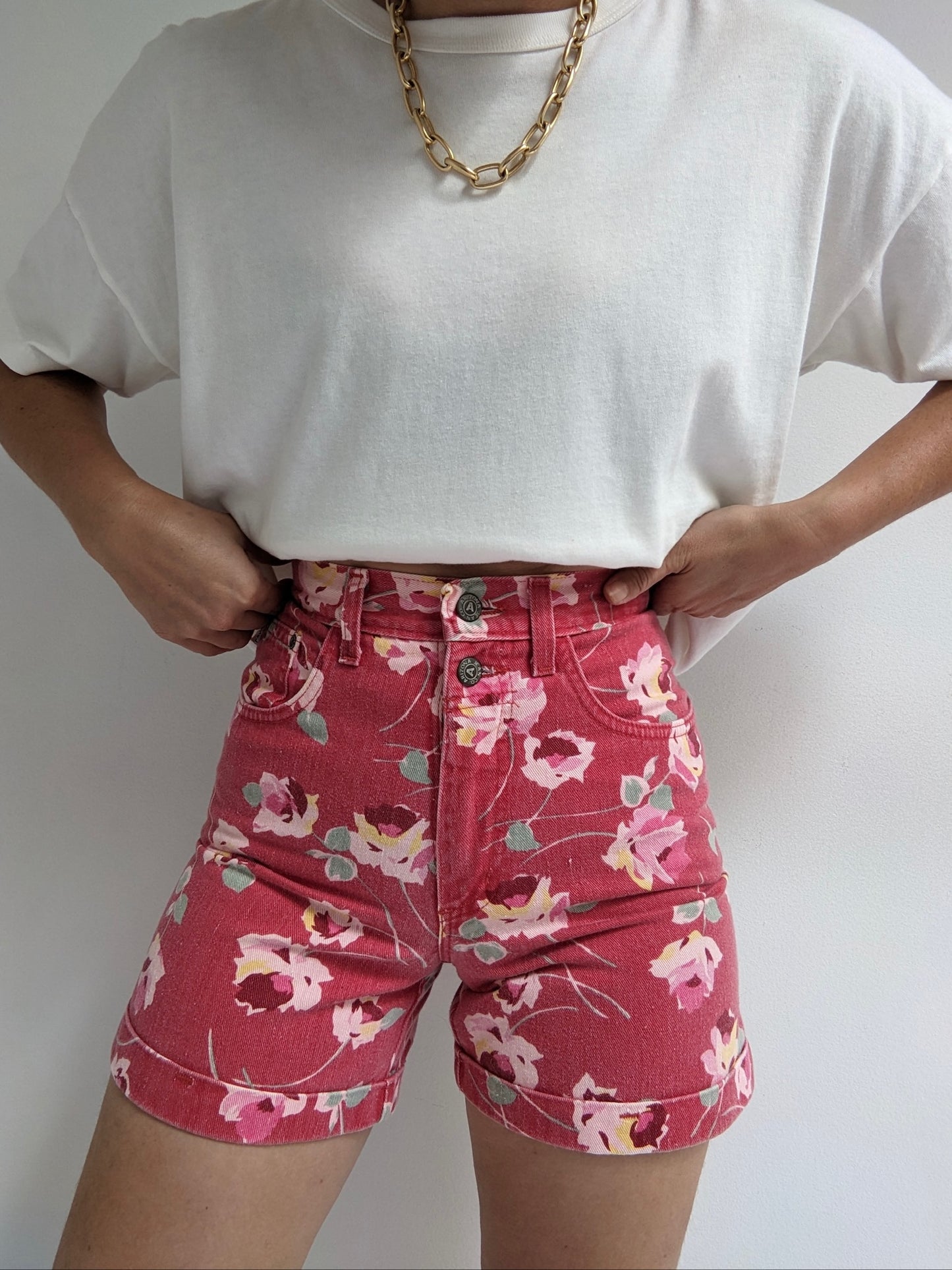 90s Floral Denim Shorts