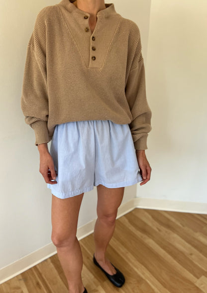 Favorite Vintage Latte Cotton Henley