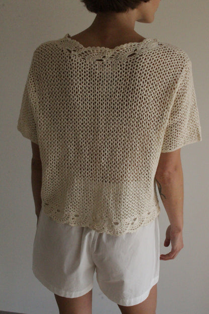 Vintage Cropped Crochet Cardigan