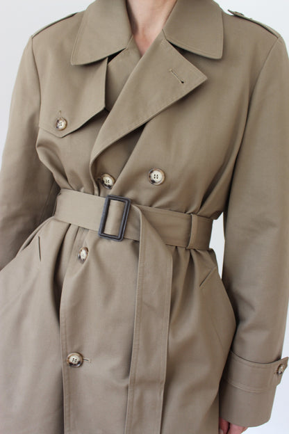 Vintage Belted Khaki Twill Trench Coat
