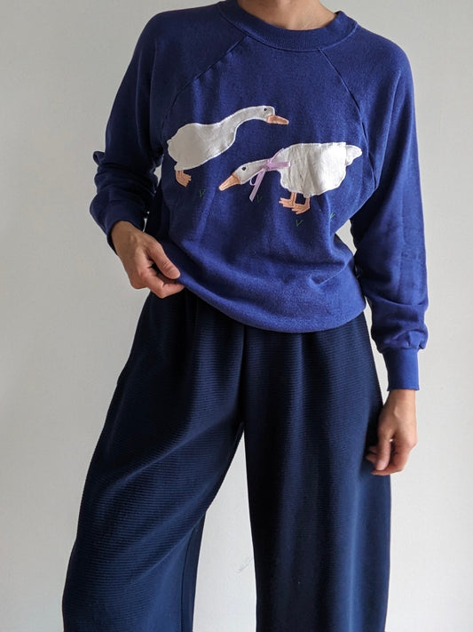Sweetest Vintage Goose Appliqué Sweatshirt