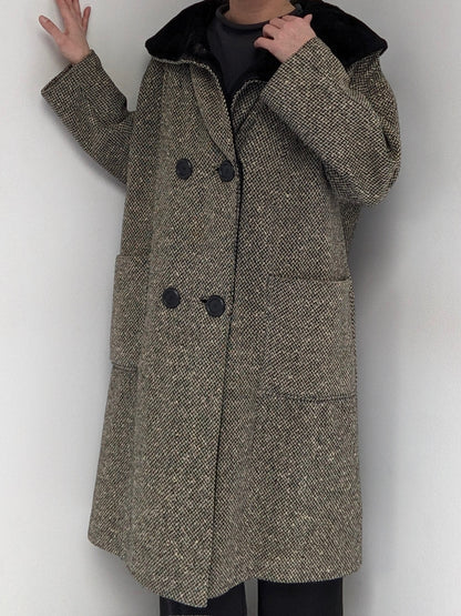 Stunning Vintage Salt & Pepper Tweed Wool Coat