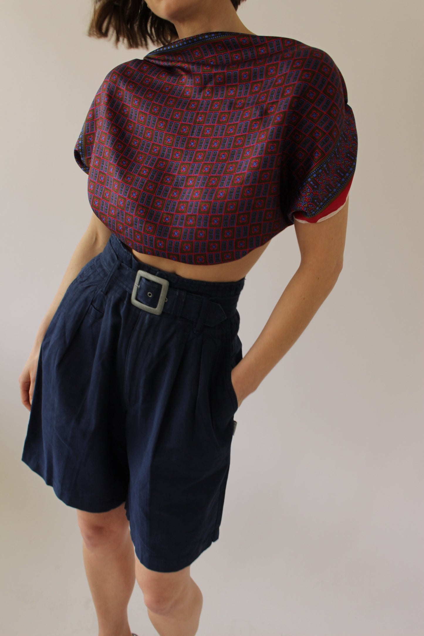 Vintage Belted Pleated Shorts