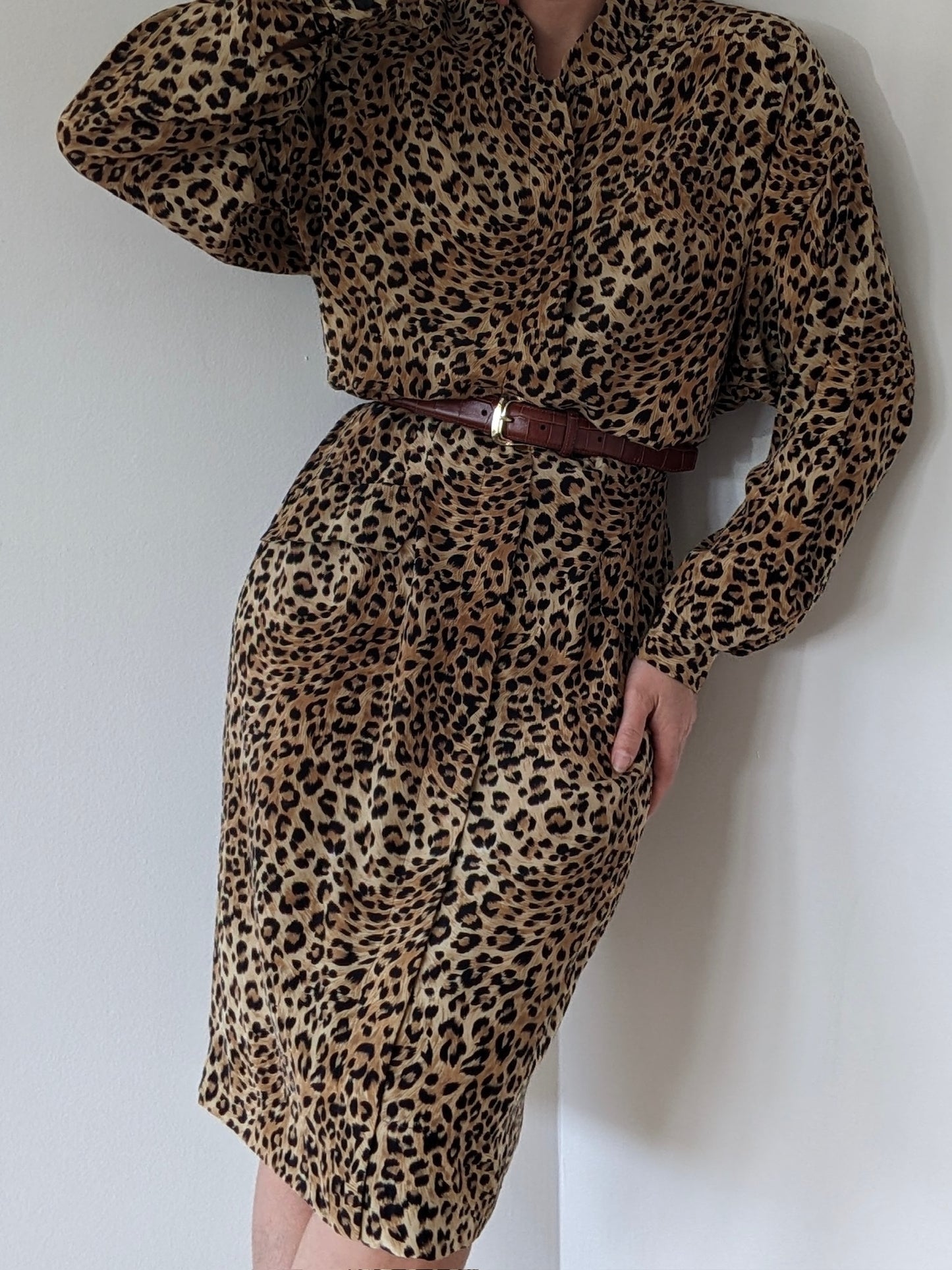 Statement Vintage Leopard Print Silk Dress
