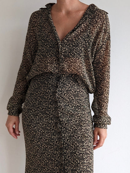 Vintage Ralph Lauren Printed Skirt Set