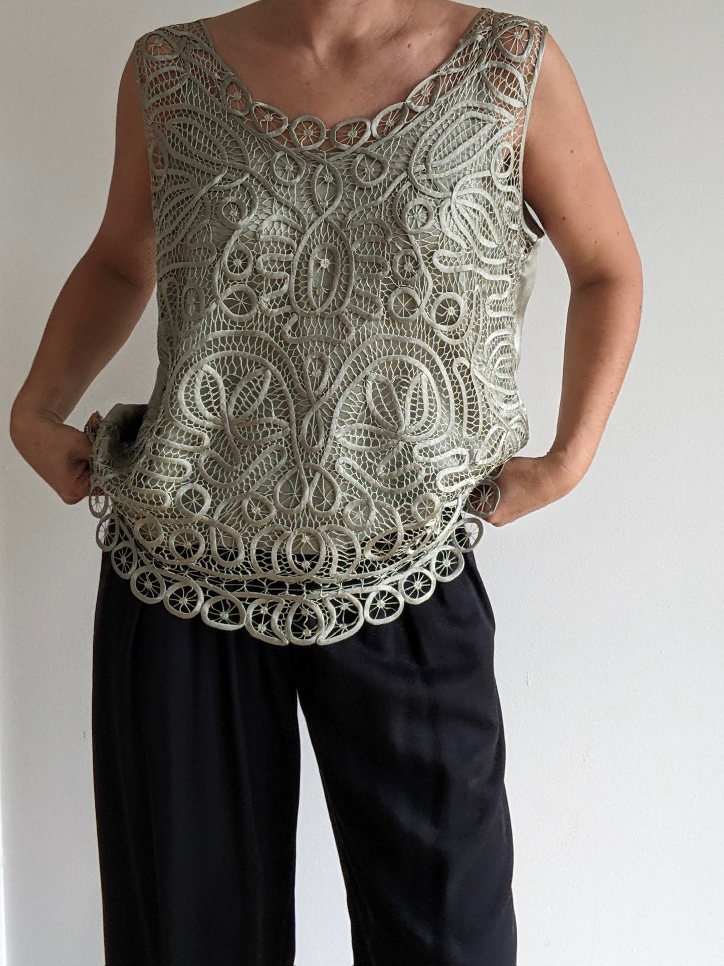 Vintage Laurel Silk Soutache Top