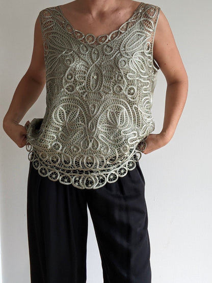 Vintage Laurel Silk Soutache Top