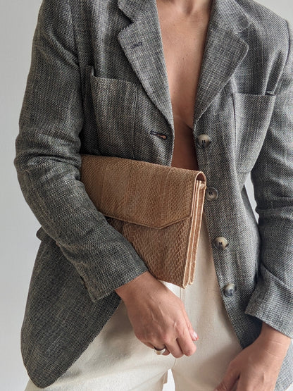 Vintage Latte Snakeskin Envelope Purse