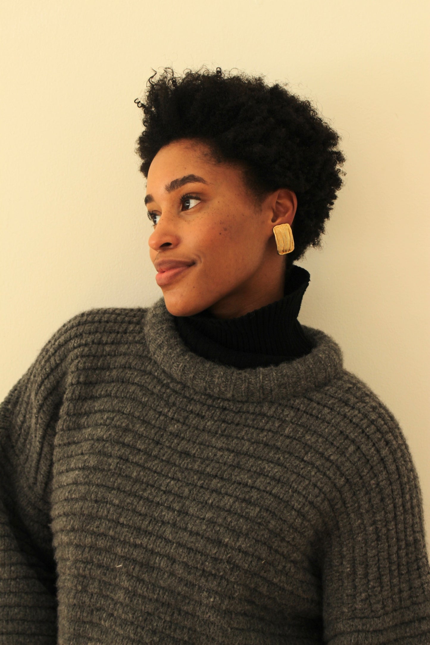 Vintage Brushed Gold Rectangle Earrings