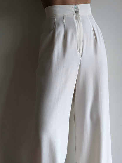 Beautiful Vintage Cream Wide-Leg Pants
