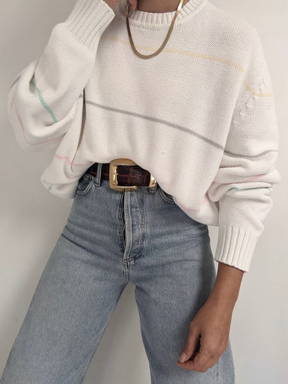 Vintage Pastel Striped Cotton Sweater