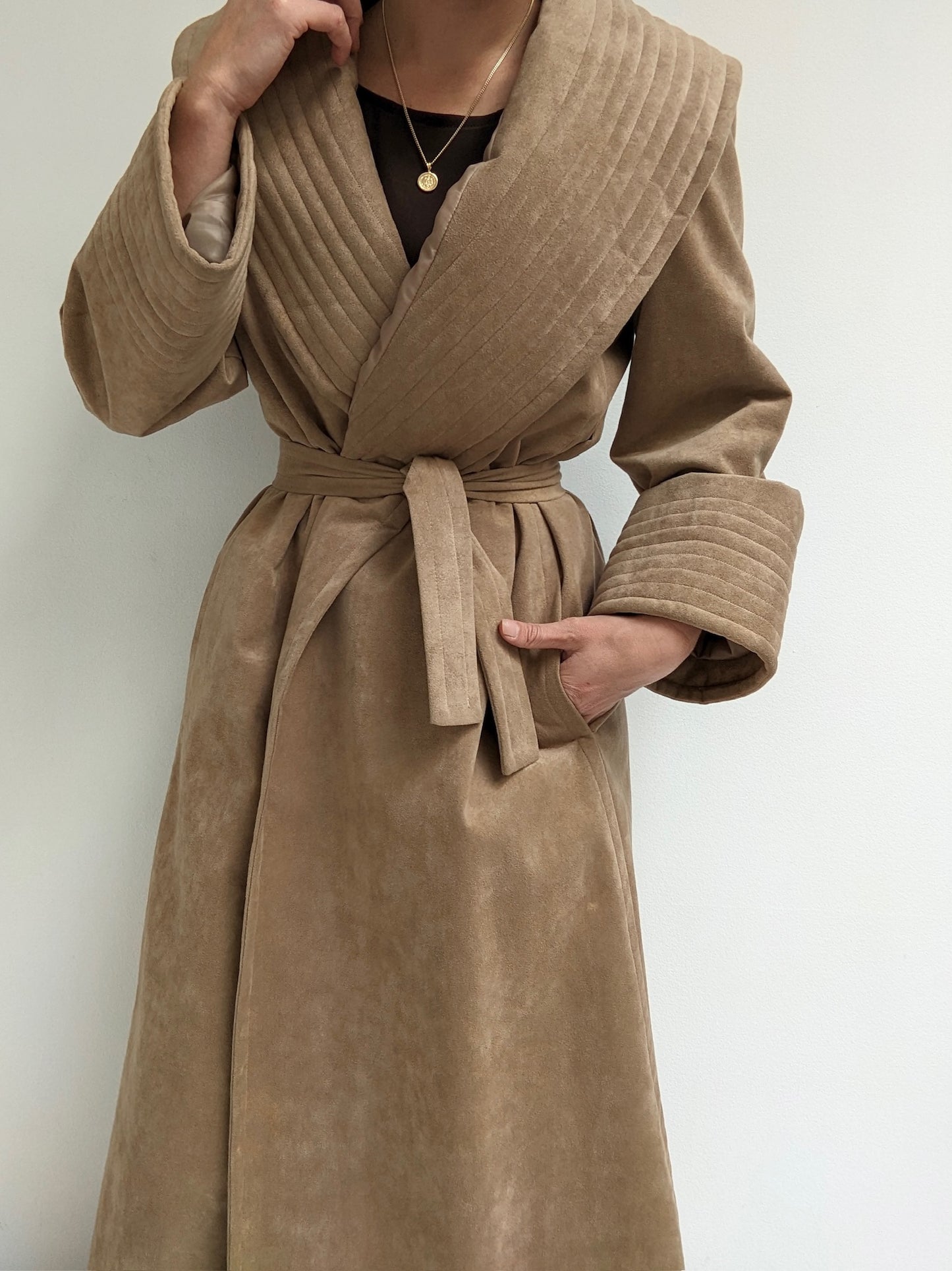 Vintage Vegan Suede Robe Coat