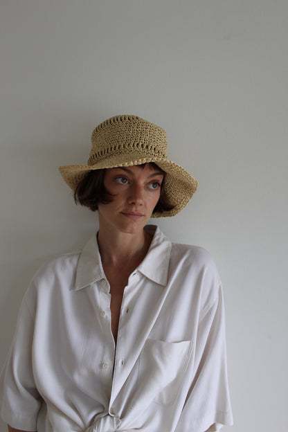 Vintage Waffled Silk Short Sleeve Shirt