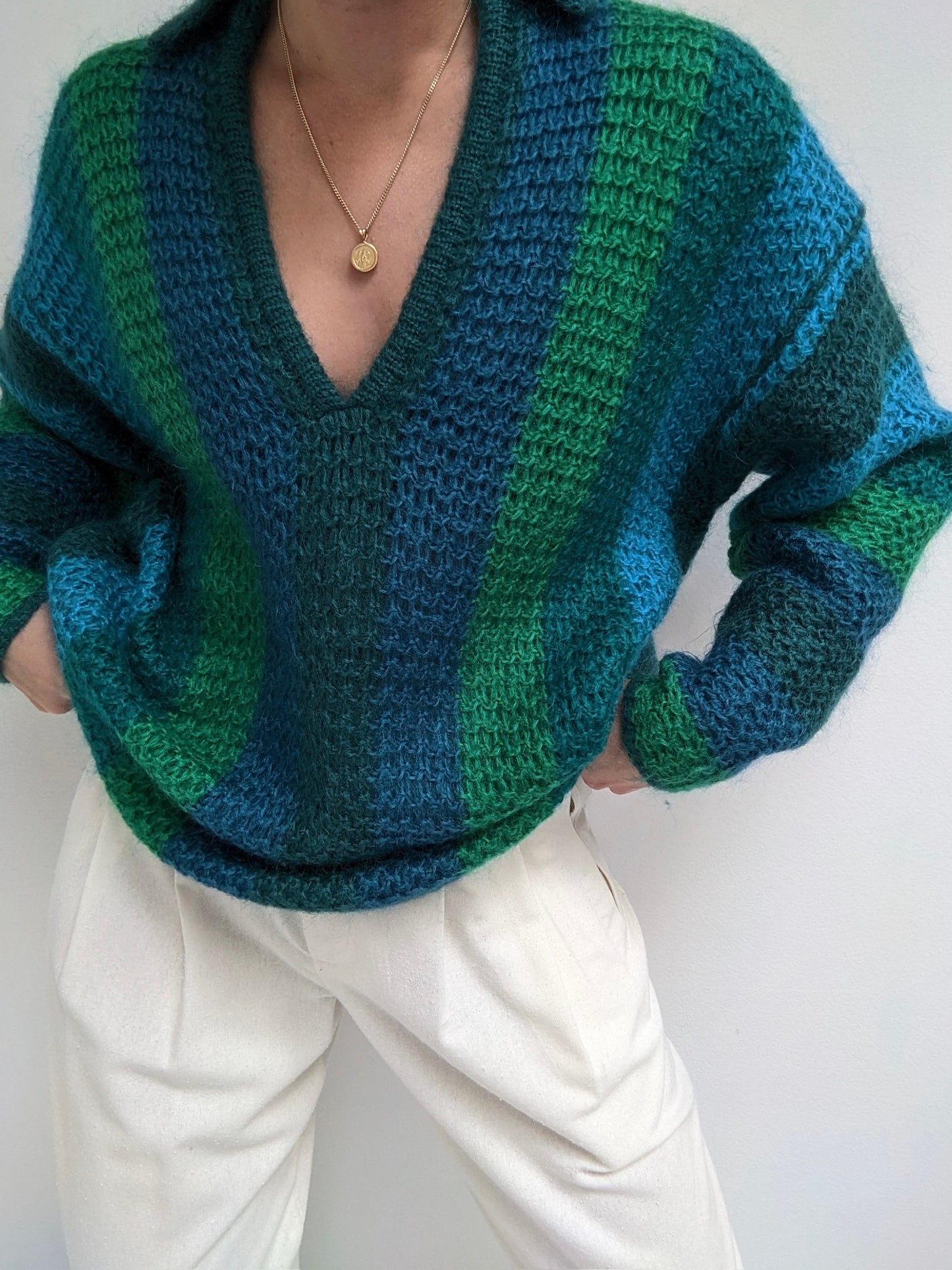 Stunning Vintage Striped Mohair Sweater