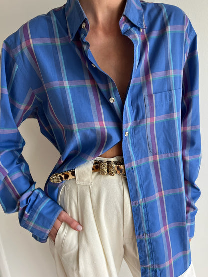 Vintage Christian Dior Cerulean Plaid Shirt