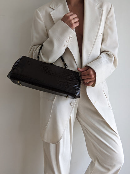 Vintage Espresso Lizard-Embossed Leather Purse