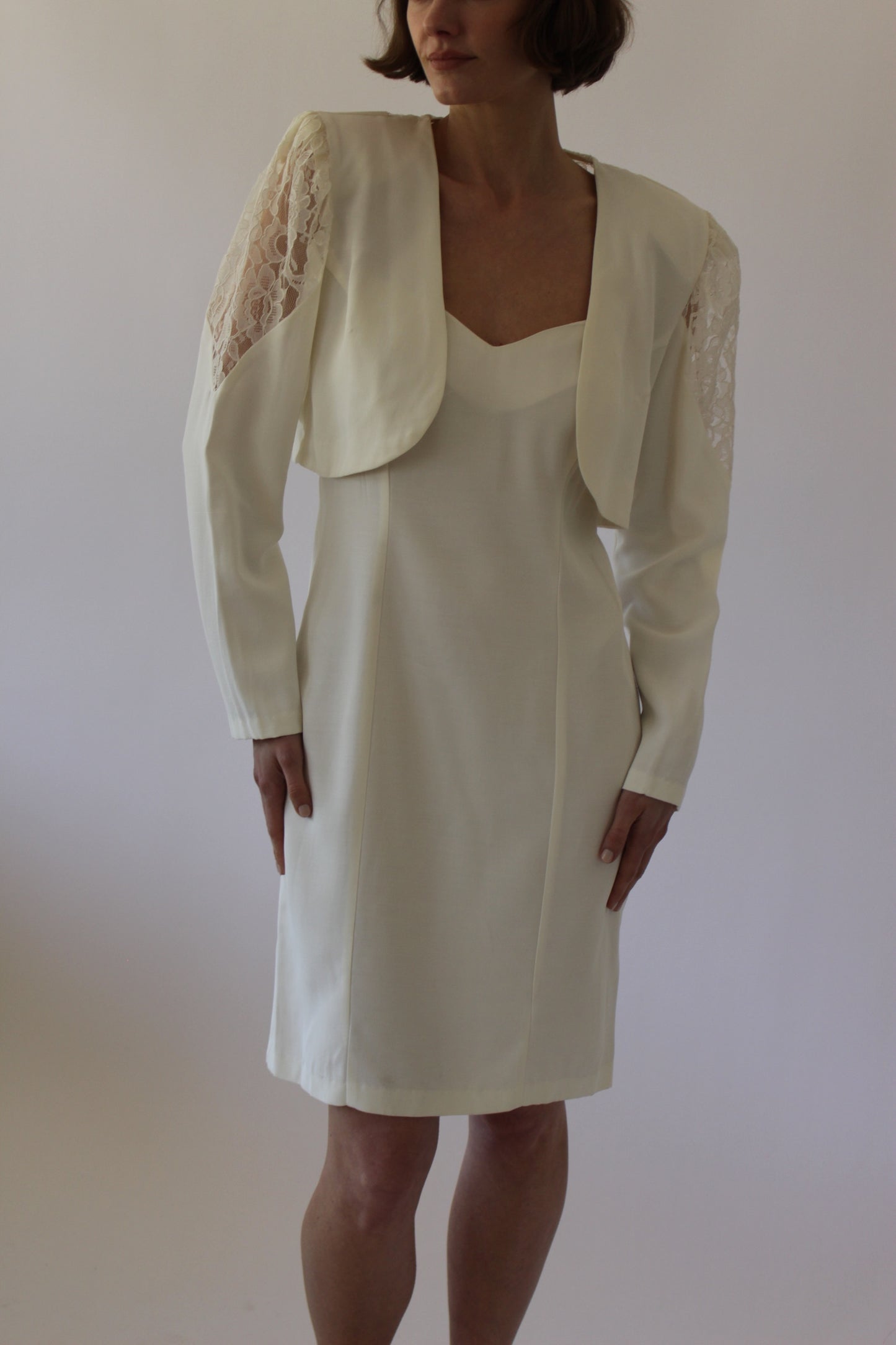 Vintage Vanilla Slip Dress & Lace Bolero Set