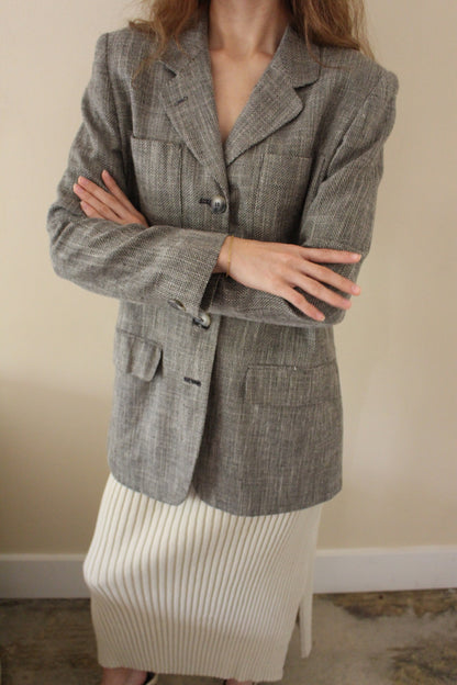 Vintage Woven Flax Blazer