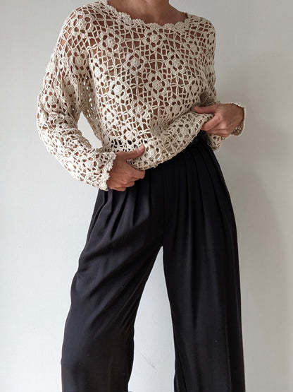 Vintage Floral Silk Crochet Tunic