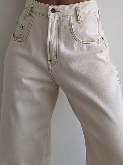 Rare Vintage Natural Wide-Leg Denim