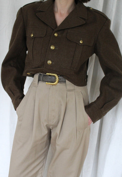Amazing Vintage French Army Wool Crop Jacket