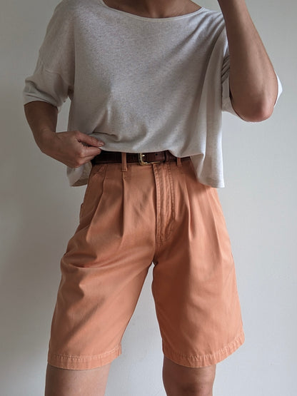 Vintage Faded Apricot Pleated Shorts