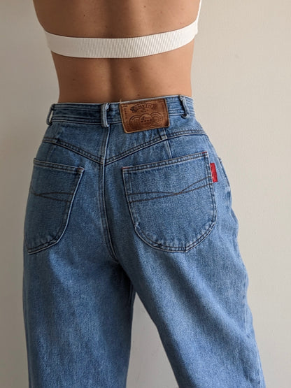 Vintage Pleated High-Rise Denim