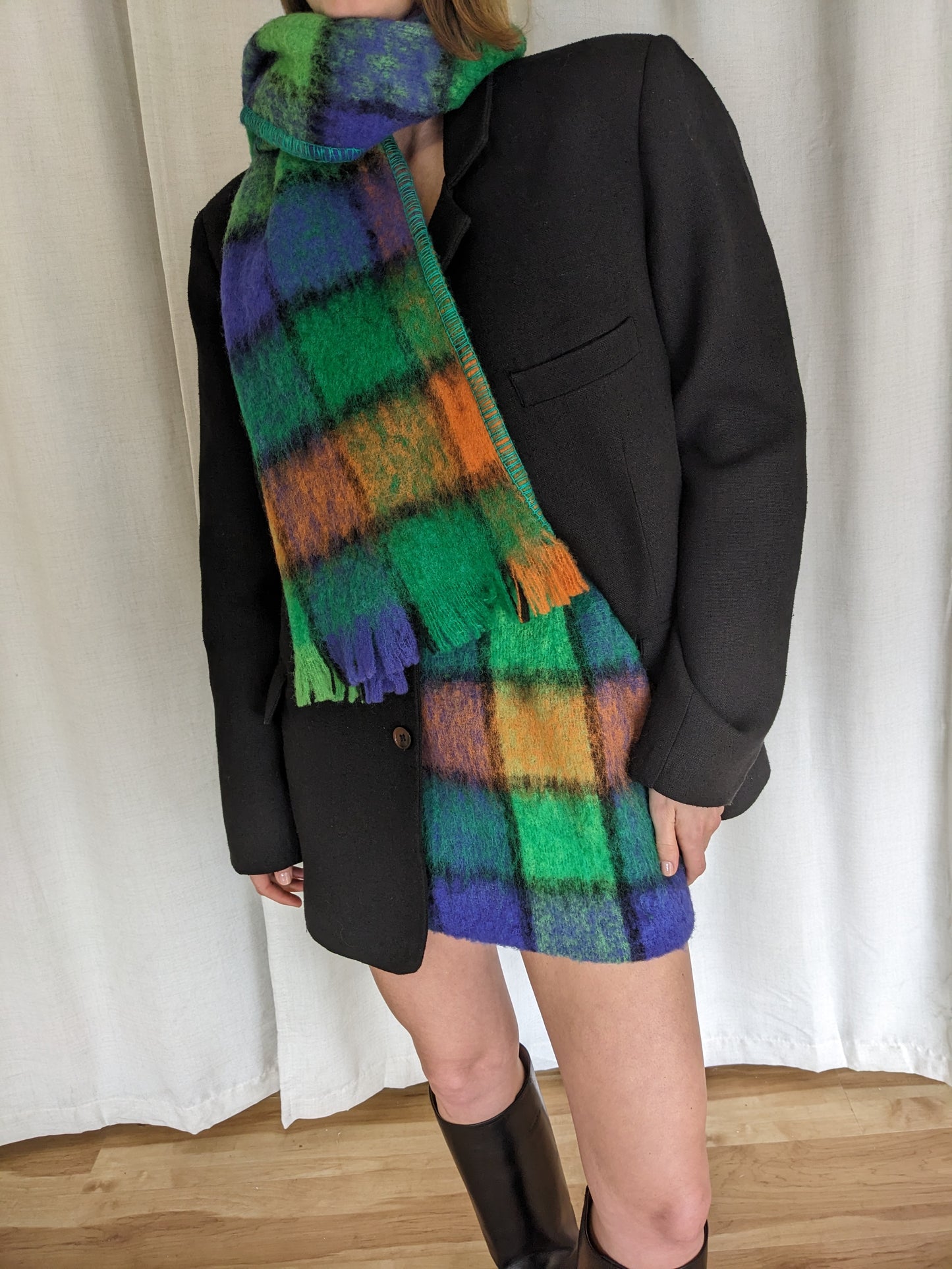 Rare Favorite Vintage Plaid Wool Mini Skirt & Scarf Set