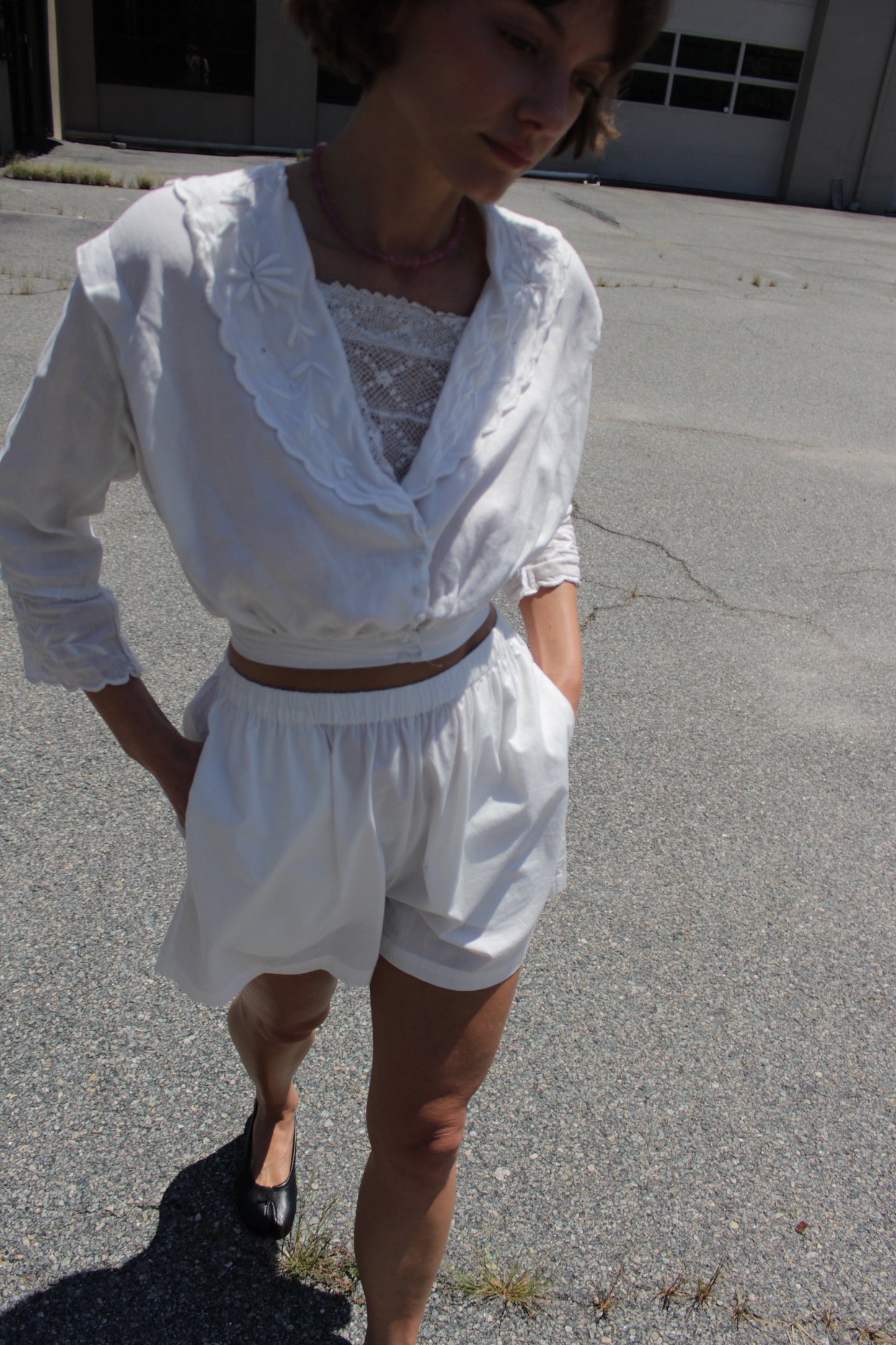 Stunning Antique Embroidered & Lace-Accent Crop