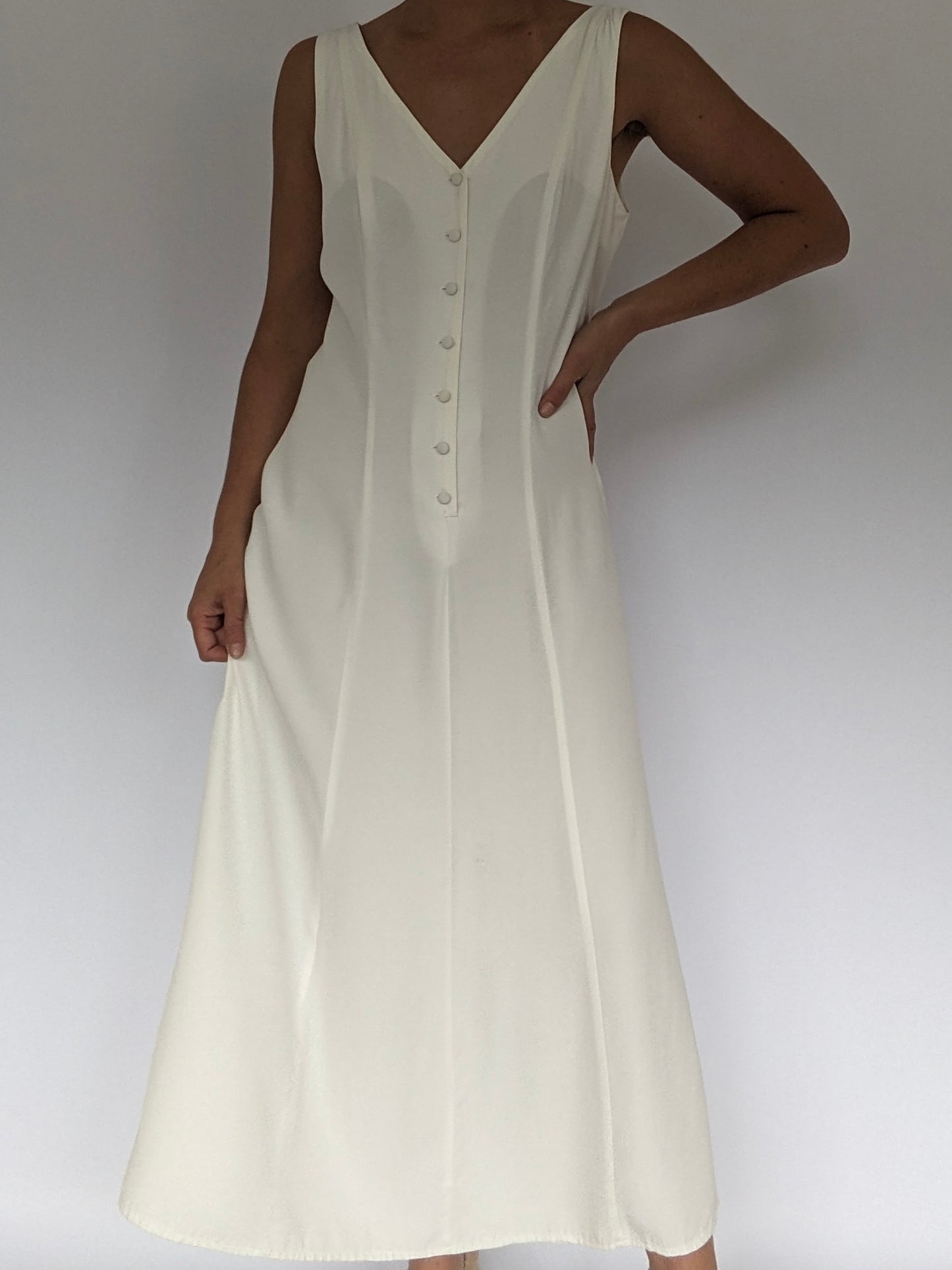 Vintage Sleevless Ivory Summer Dress