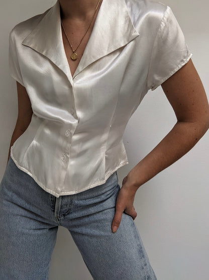 90s Cropped Satin Blouse