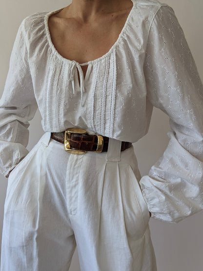 Vintage Ivory Eyelet Blouse