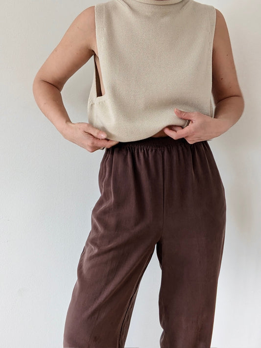 Vintage Cocoa Silk Pants