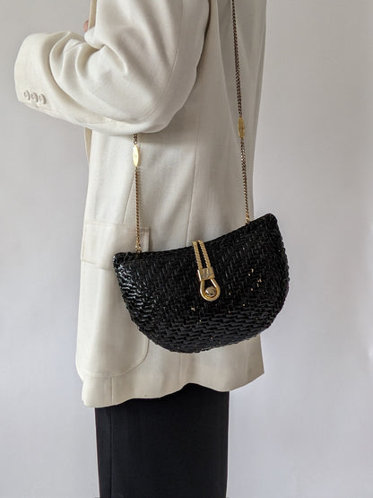 Vintage Woven Chain-Strap Purse