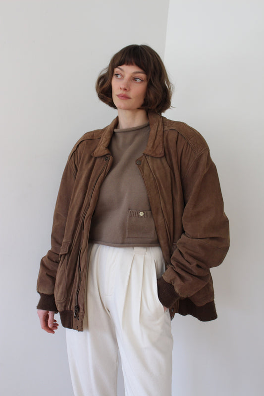 Classic Vintage Walnut Leather Bomber