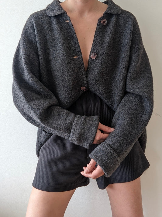 Vintage Charcoal Wool Cardigan