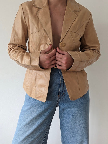 Incredible Vintage Butterscotch Pieced Leather Jacket