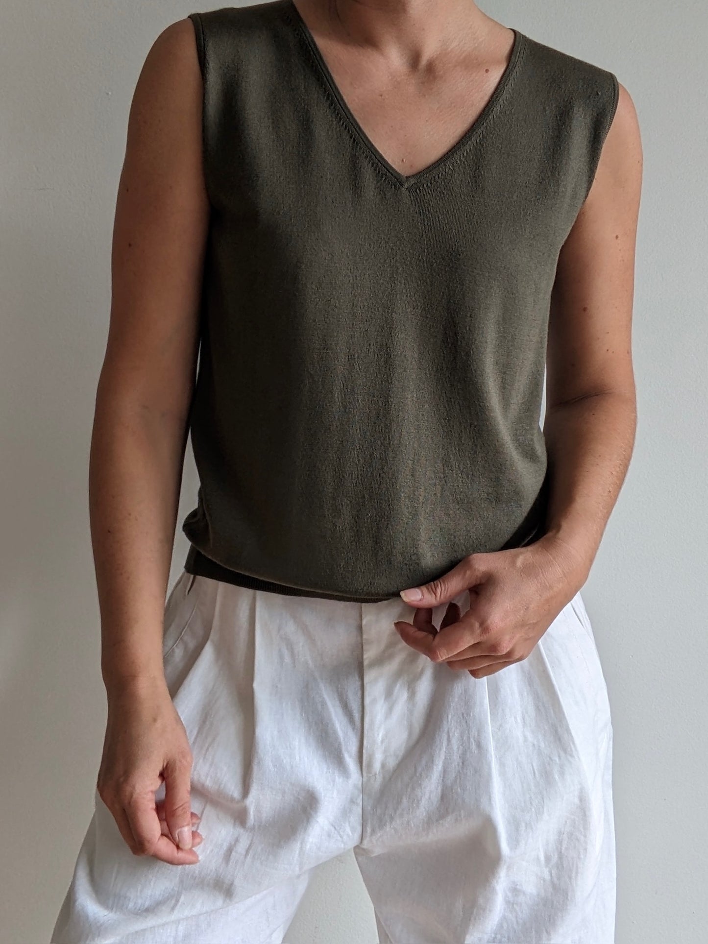 Vintage Fern Silk Knit Vest