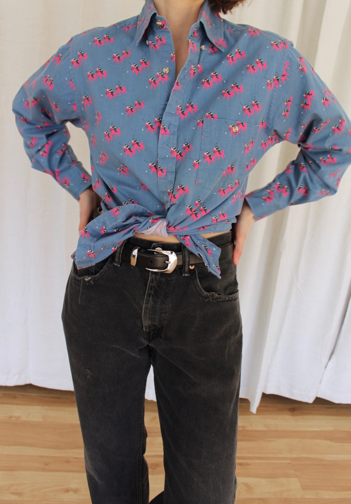 Vintage Equestrian Graphic Cotton Shirt