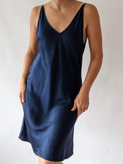 Gorgeous Vintage Navy Silk Slip Dress