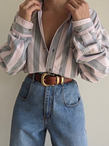 Vintage Blush Striped Cotton Shirt