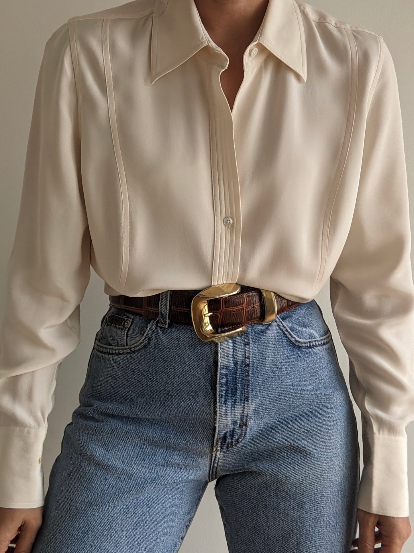 Vintage Cream Silk Blouse
