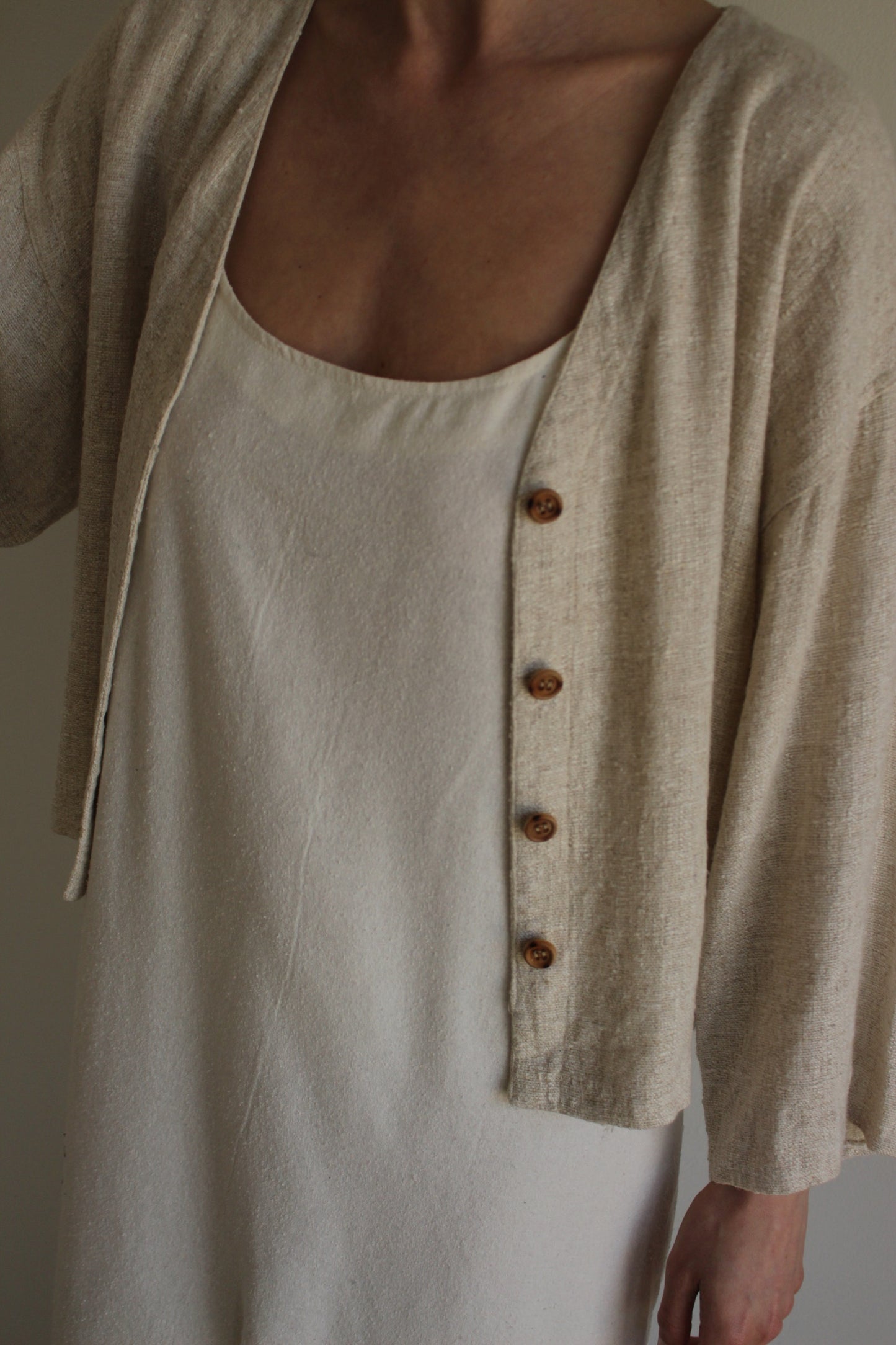 Vintage Sand Woven Flax Cardigan