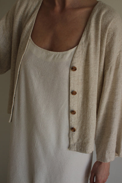 Vintage Sand Woven Flax Cardigan