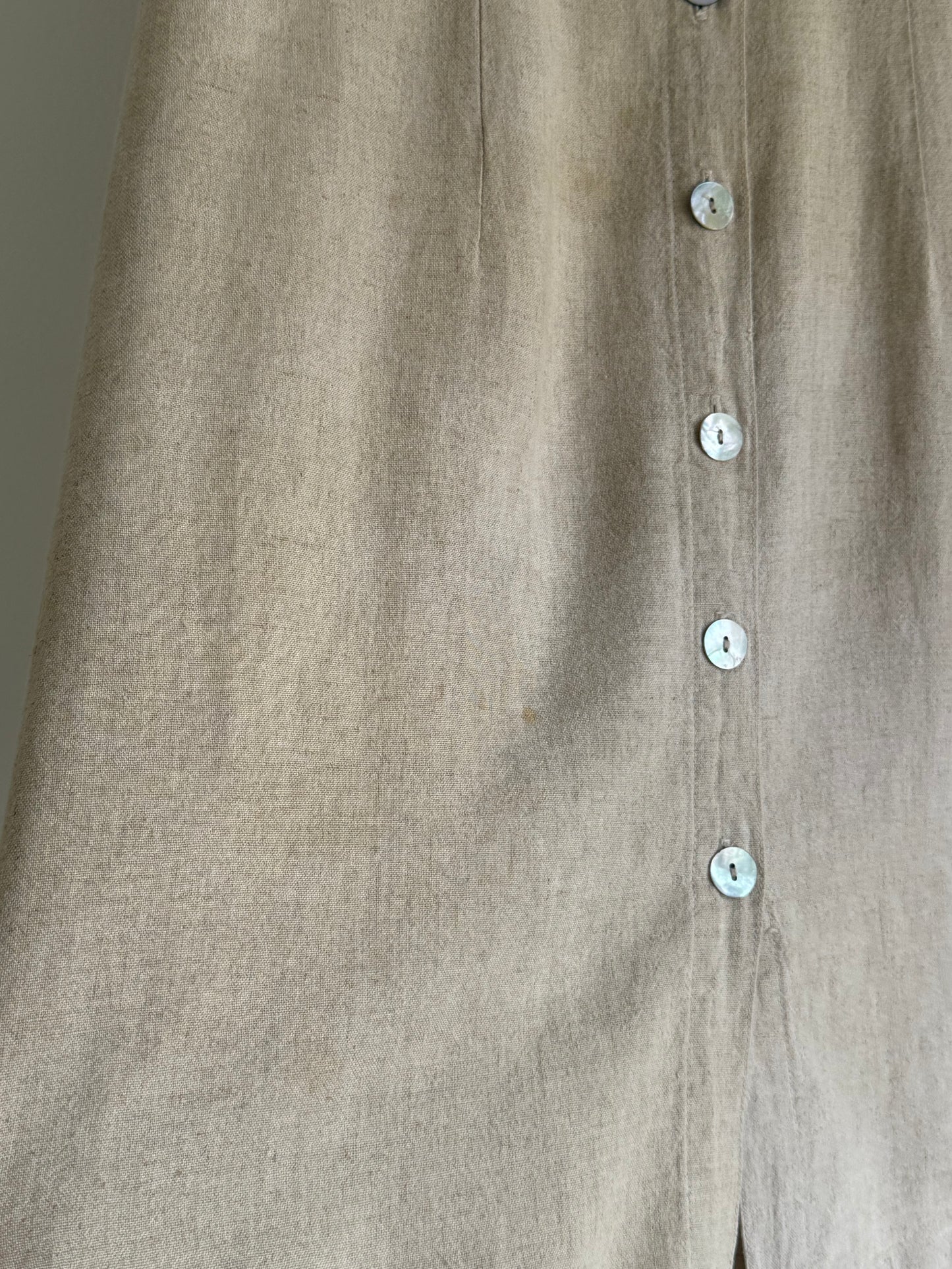 Vintage Sleeveless Wheat Linen Dress