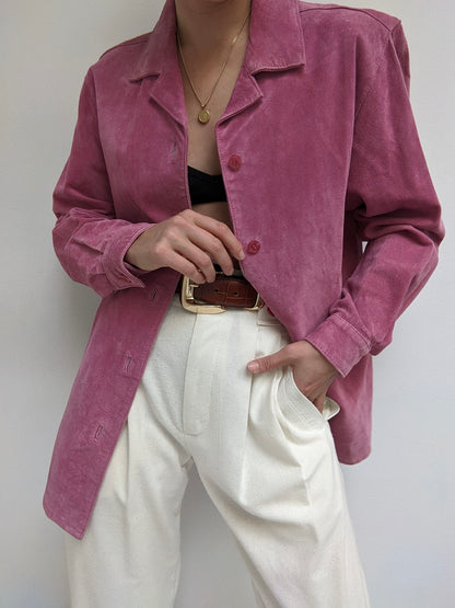 Vintage Rose Suede Shirt Jacket