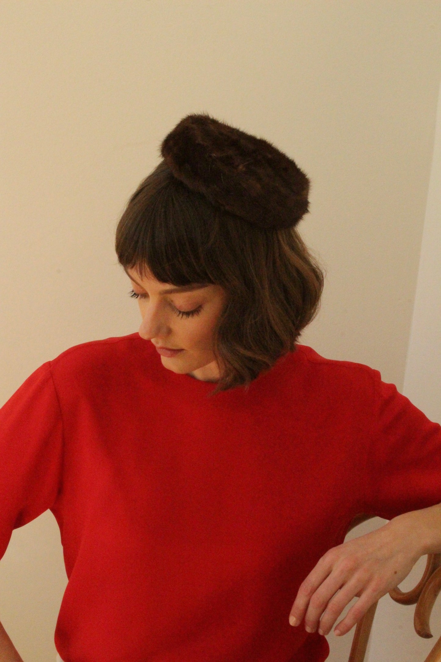 Vintage Petite Fur Pillbox Hat