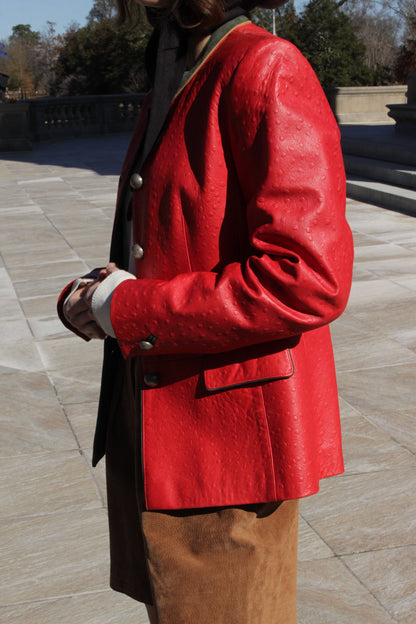 Bold Vintage Handmade Embossed Lamb Leather Coat