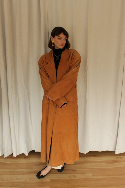 Vintage Clay Sueded Leather Coat